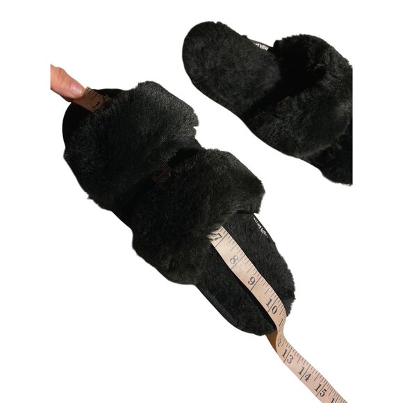 Muk Luks Womens Faux Fur Slide Slippers Black Size 8 Cozy Indoor/Outdoor Comfort - Picture 7 of 8
